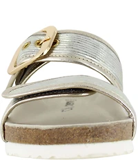 Naot Nashville Metallic Leather Buckle Hardware Detail Slide Sandals