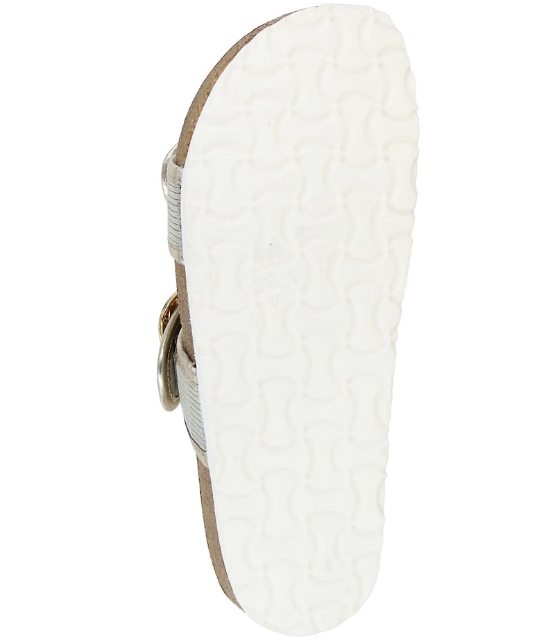 Naot Nashville Metallic Leather Buckle Hardware Detail Slide Sandals