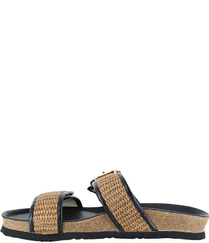 Naot Nashville Raffia Banded Buckle Hardware Detail Slide Sandals