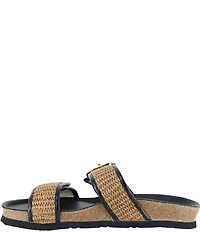 Naot Nashville Raffia Banded Buckle Hardware Detail Slide Sandals