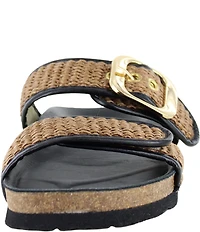Naot Nashville Raffia Banded Buckle Hardware Detail Slide Sandals