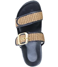 Naot Nashville Raffia Banded Buckle Hardware Detail Slide Sandals
