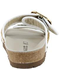 Naot Nashville Raffia Banded Buckle Hardware Detail Slide Sandals