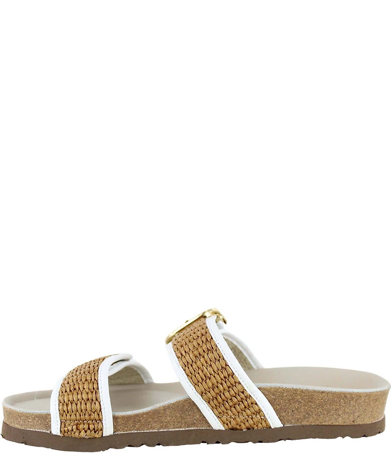 Naot Nashville Raffia Banded Buckle Hardware Detail Slide Sandals