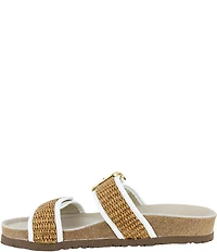 Naot Nashville Raffia Banded Buckle Hardware Detail Slide Sandals