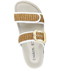 Naot Nashville Raffia Banded Buckle Hardware Detail Slide Sandals