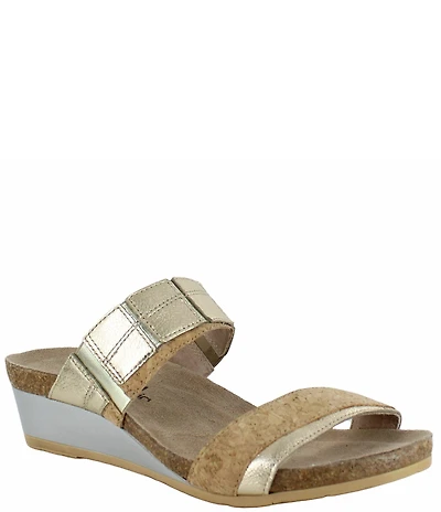 Naot Royalty Cork Banded Wedge Slide Sandals