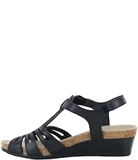 Naot Starlet Leather Ankle Strap Wedge Sandals