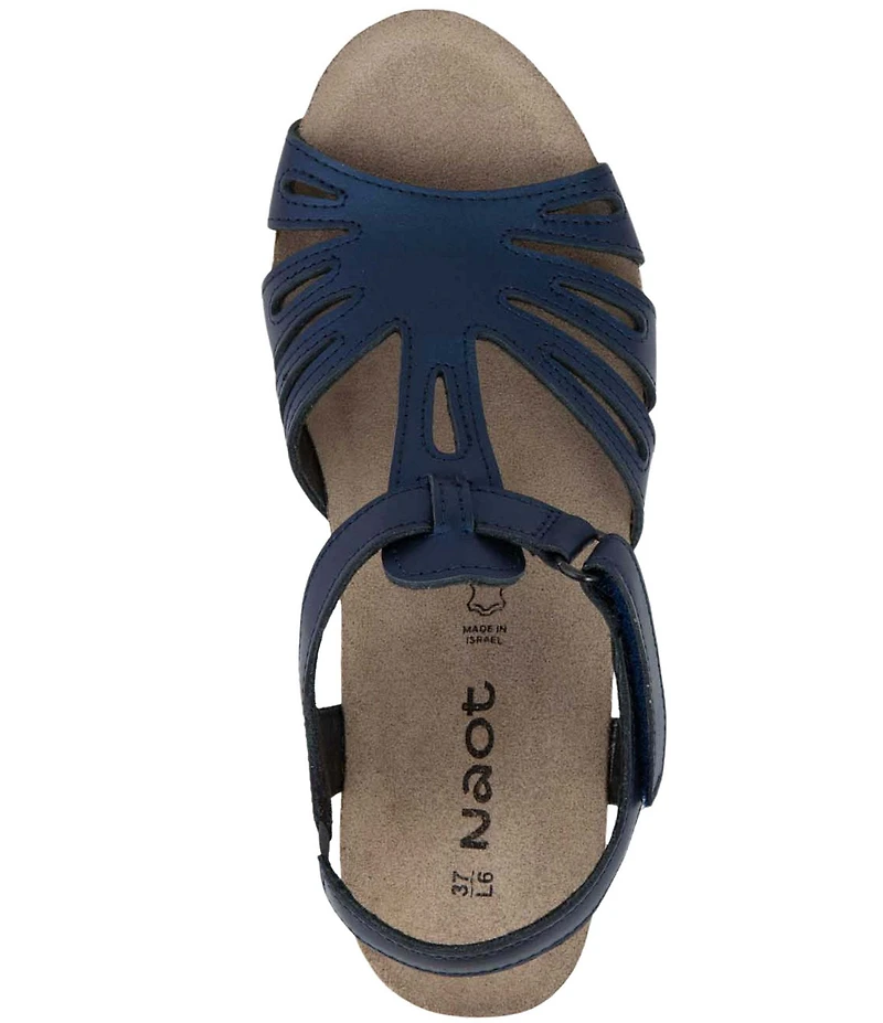 Naot Starlet Leather Ankle Strap Wedge Sandals