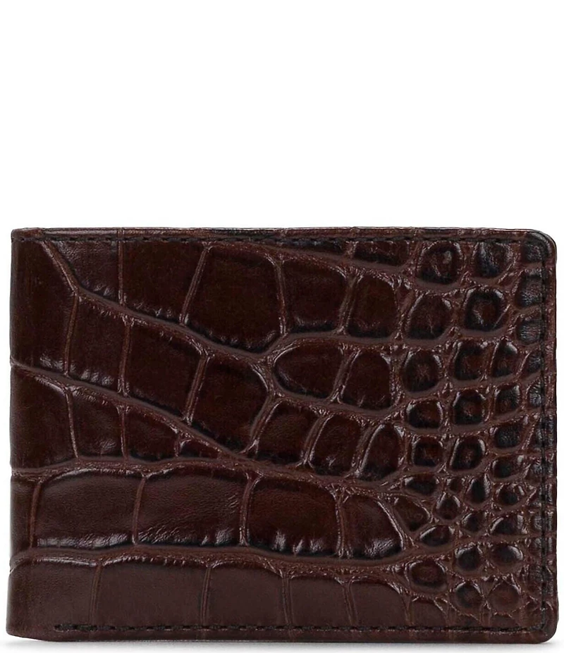 Nash Moderna Faux-Croco Full-Grain Leather Double Bifold Wallet