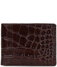Nash Moderna Faux-Croco Full-Grain Leather Double Bifold Wallet