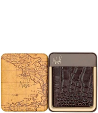 Nash Moderna Faux-Croco Full-Grain Leather Double Bifold Wallet