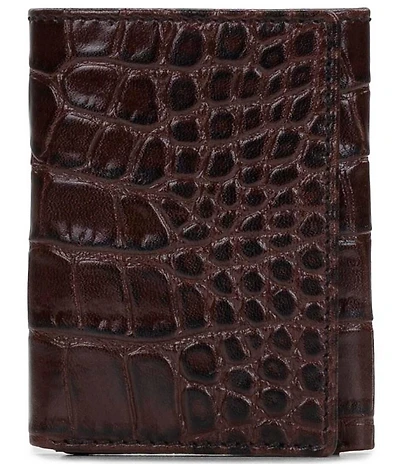 Nash Moderna Faux-Croco Full-Grain Leather Trifold Wallet