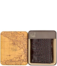 Nash Moderna Faux-Croco Full-Grain Leather Trifold Wallet