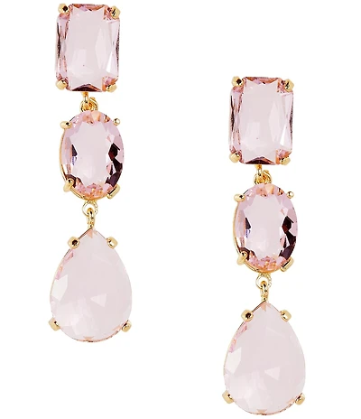 Natasha Accessories 3 Stone Linear Earrings