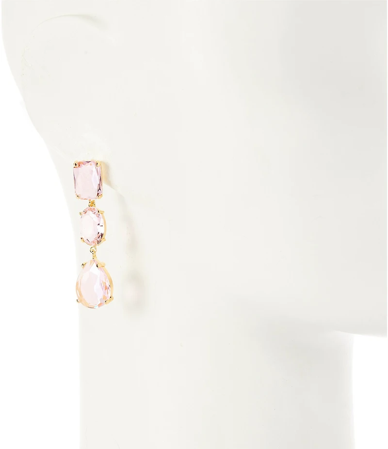 Natasha Accessories 3 Stone Linear Earrings