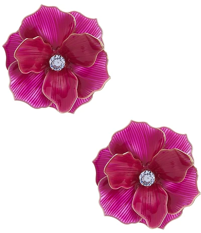 Natasha Accessories 3D Enamel Flower Drop Earrings