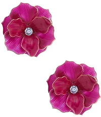 Natasha Accessories 3D Enamel Flower Drop Earrings