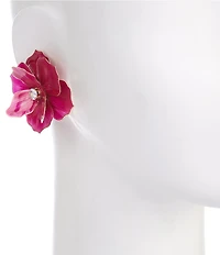 Natasha Accessories 3D Enamel Flower Drop Earrings