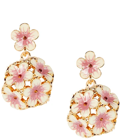 Natasha Accessories 3D Painted Flower Statement Drop Earrings