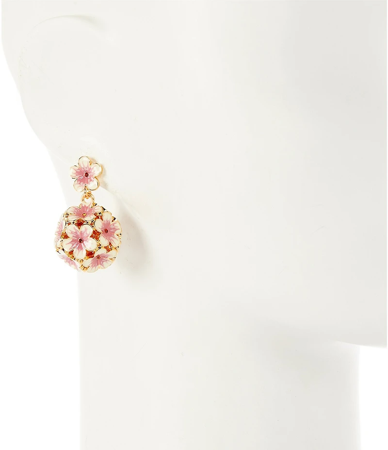 Natasha Accessories 3D Painted Flower Statement Drop Earrings