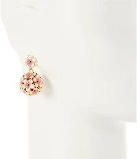 Natasha Accessories 3D Painted Flower Statement Drop Earrings