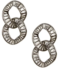 Natasha Accessories Baguette Interlock Link Orbital Earrings