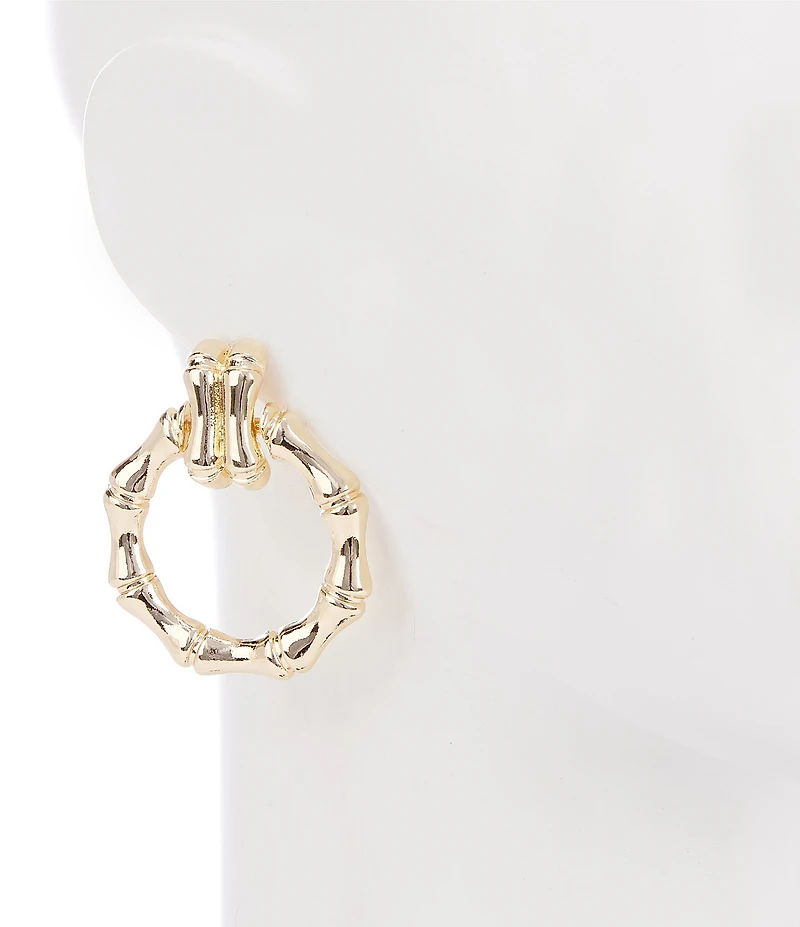 Natasha Accessories Bamboo Doorknocker Drop Earrings