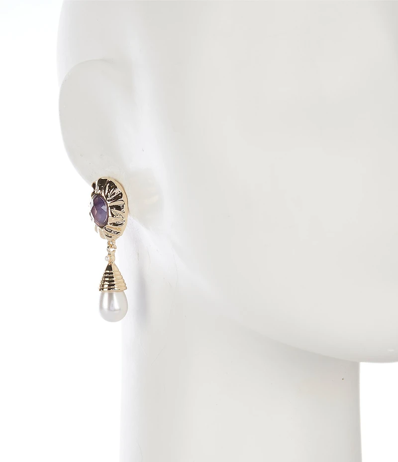 Natasha Accessories Baroque Stone Pearl Drop Earrings