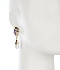 Natasha Accessories Baroque Stone Pearl Drop Earrings