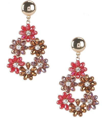 Natasha Accessories Bead Flower Drop Earrings