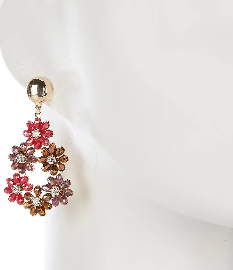 Natasha Accessories Bead Flower Drop Earrings
