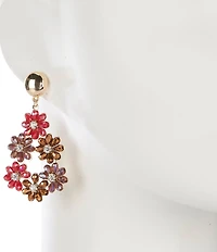 Natasha Accessories Bead Flower Drop Earrings