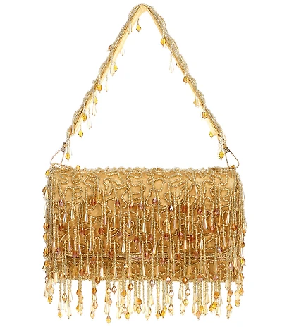 Natasha Accessories Beaded Crystal Fringe Shoulder Bag