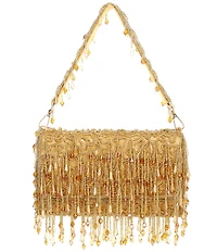 Natasha Accessories Beaded Crystal Fringe Shoulder Bag