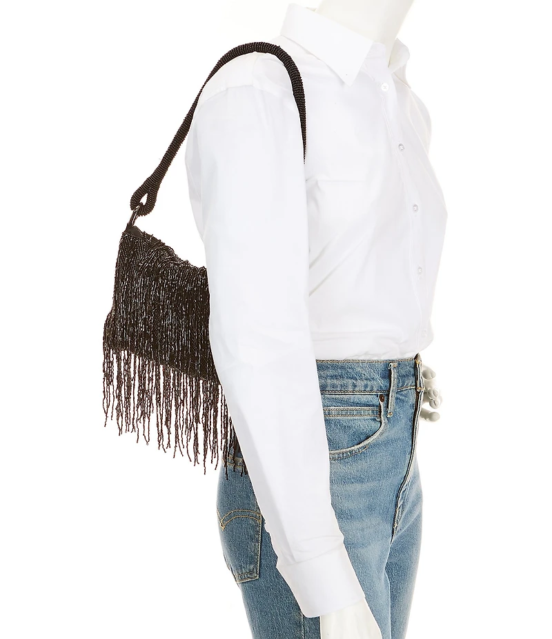 Natasha Accessories Beaded Fringe Evening Bag