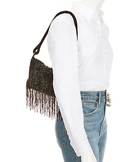 Natasha Accessories Beaded Fringe Evening Bag