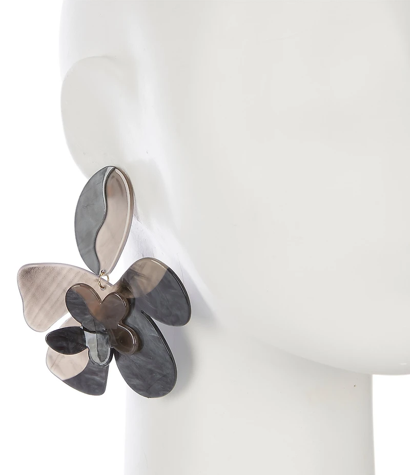 Natasha Accessories Brooke Resin Flower Drop Earrings