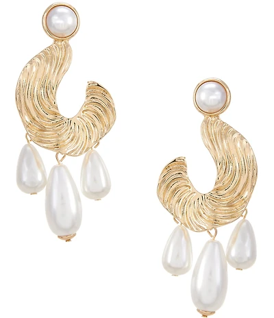Natasha Accessories C Hoop Drop Earrings