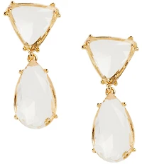 Natasha Accessories Clear Stone Double Drop Earrings