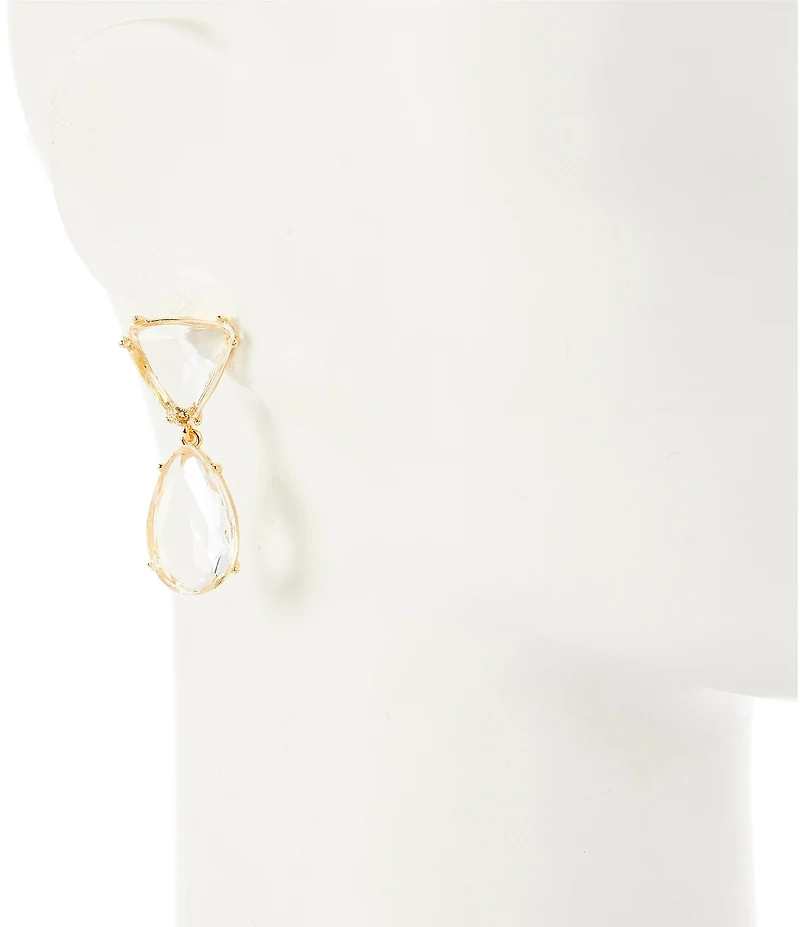 Natasha Accessories Clear Stone Double Drop Earrings