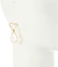 Natasha Accessories Clear Stone Double Drop Earrings