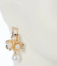 Natasha Accessories Floral Cluster Pearl Statement Drop Earrings