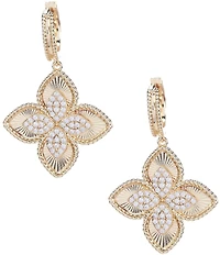 Natasha Accessories Crystal Clover Drop Earrings