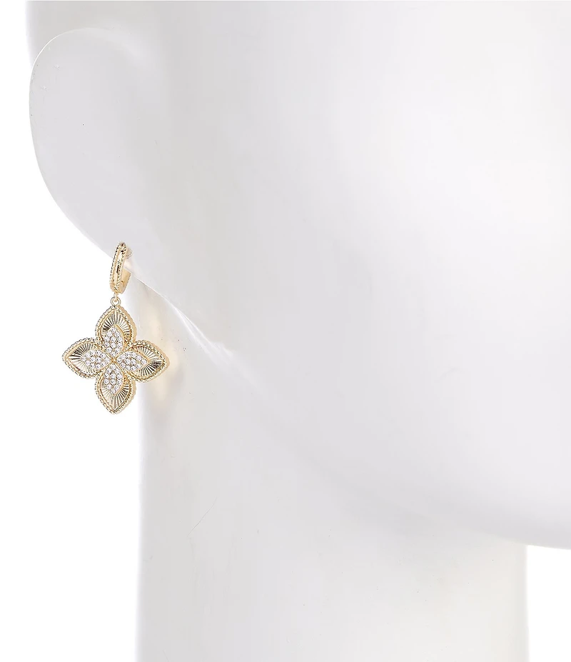 Natasha Accessories Crystal Clover Drop Earrings