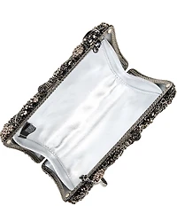 Natasha Accessories Crystal Flower Kisslock Clutch