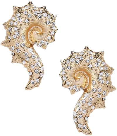 Natasha Accessories Crystal Metal Seahorse Drop Earrings