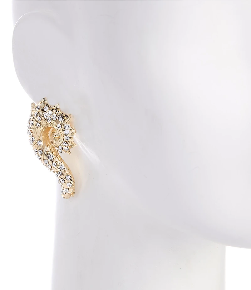 Natasha Accessories Crystal Metal Seahorse Drop Earrings
