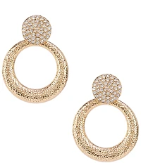 Natasha Accessories Crystal Textured Doorknocker Drop Earrings