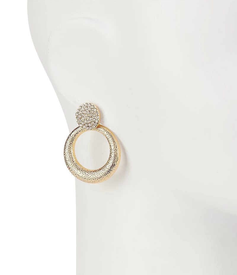Natasha Accessories Crystal Textured Doorknocker Drop Earrings
